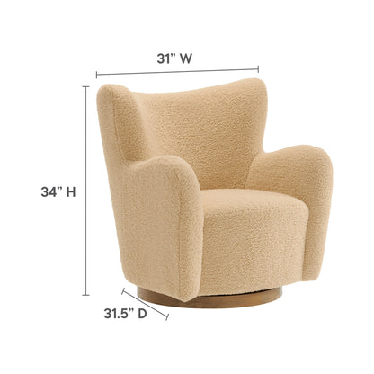Modway - Montrose Wingback Sherpa Swivel Accent Chair by Modway  Living Room Sofas and Armchairs Brown - EEI-7105-IVO-WAL