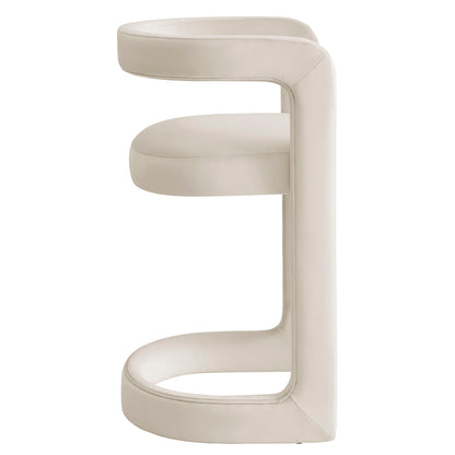 White velvet counter stool.