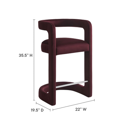 Modway - Winslow Performance Velvet Counter Stool by Modway  Bar and Dining Bar and Counter Stools Red - EEI-7107-MUL