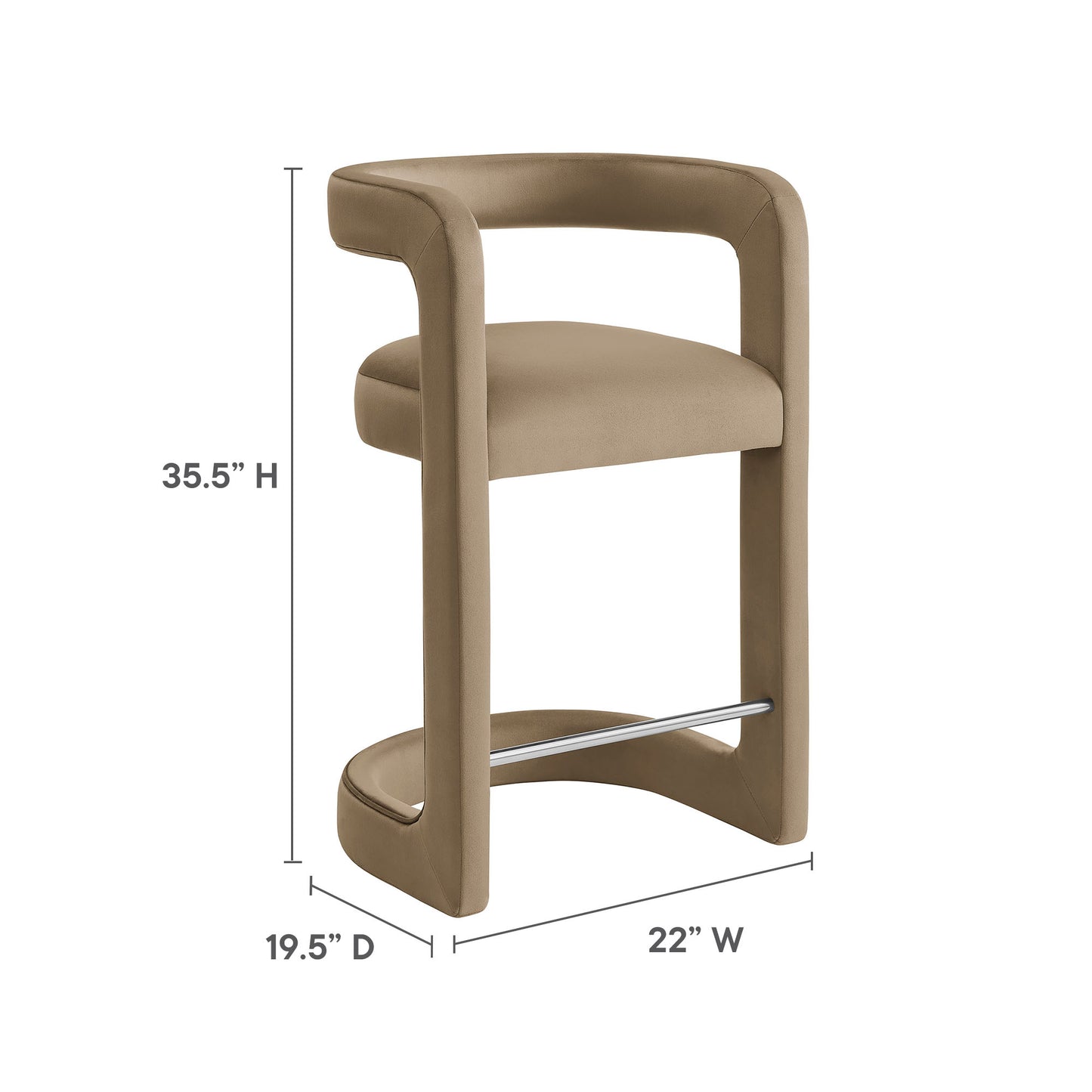 Modway - Winslow Performance Velvet Counter Stool by Modway  Bar and Dining Bar and Counter Stools Brown - EEI-7107-TAU