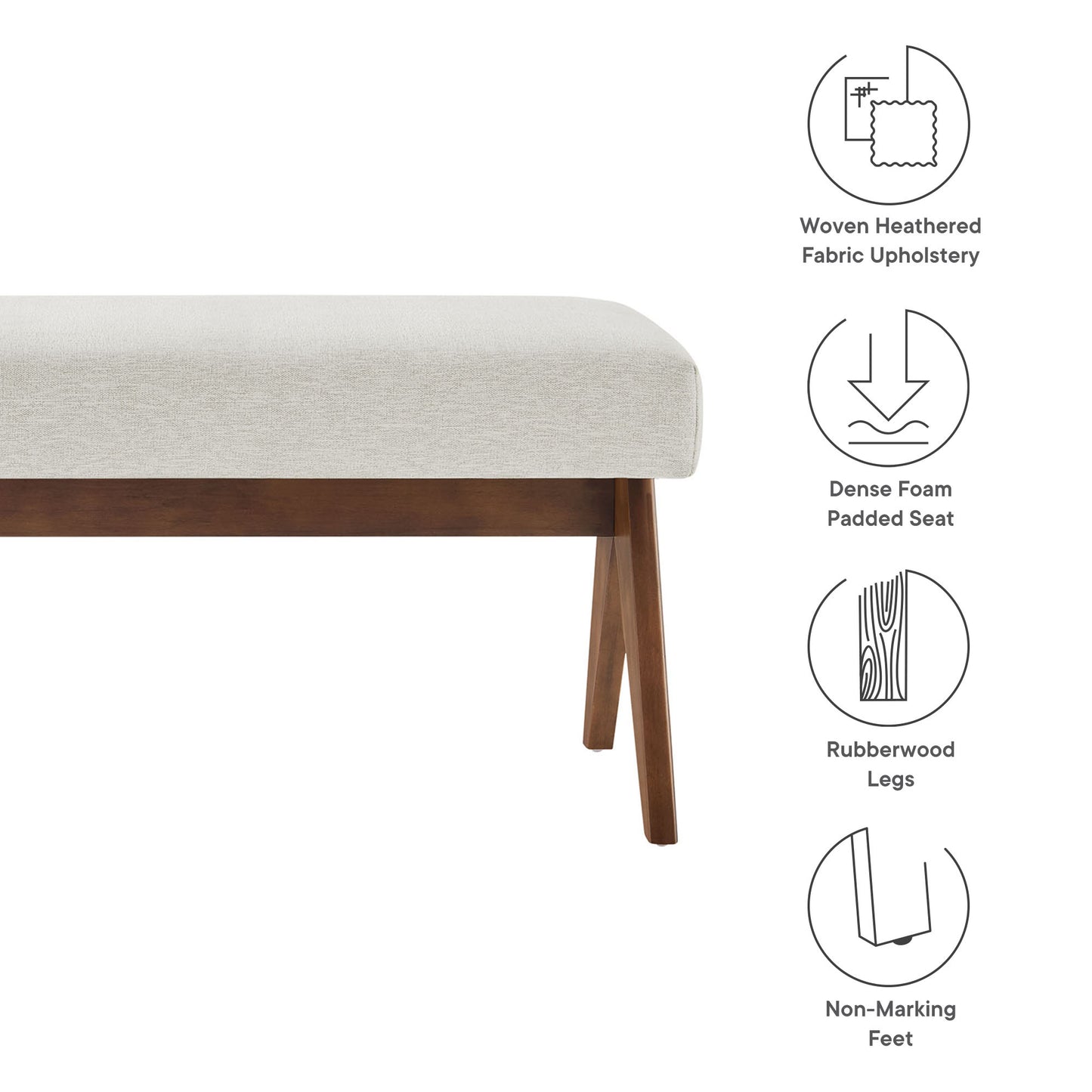 Modway - Lyra 47" Fabric Upholstered Bench by Modway  Living Room Benches and Stools Ivory - EEI-7112-HEI