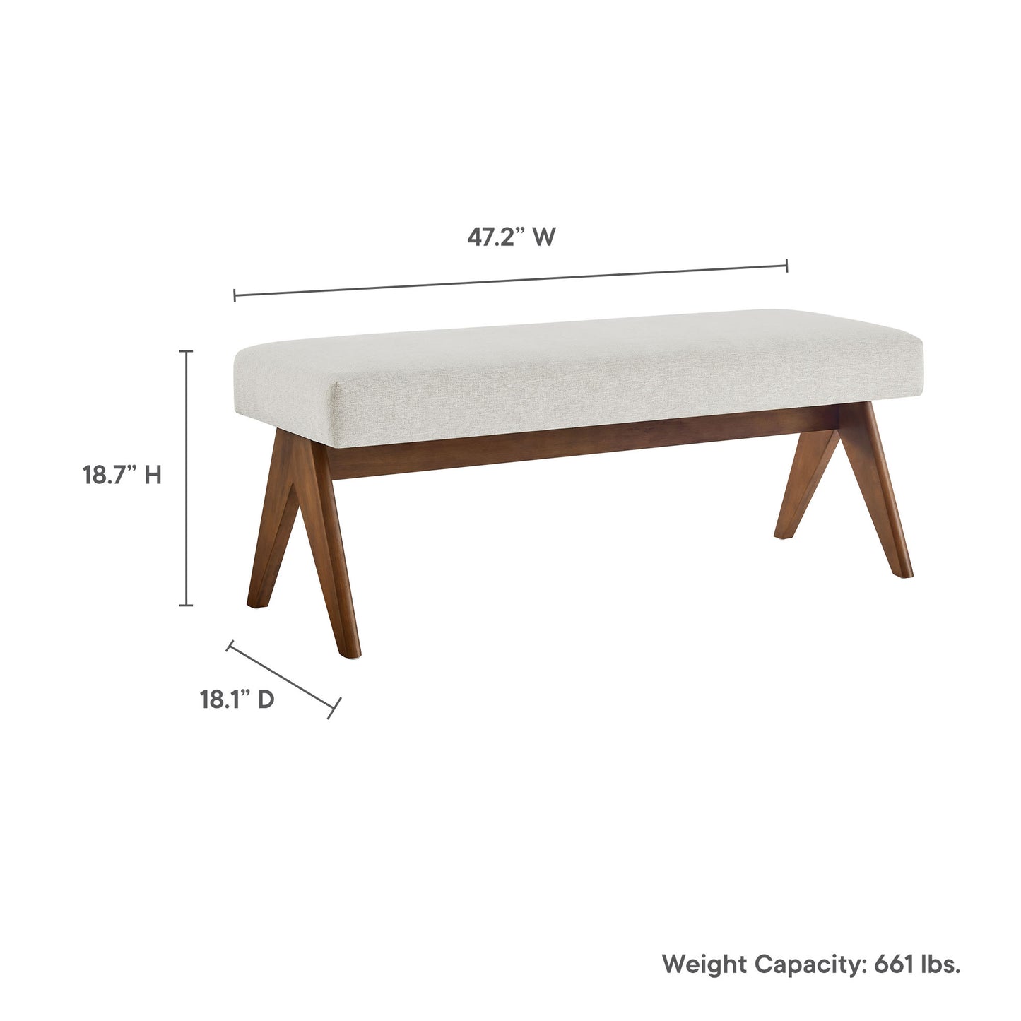 Modway - Lyra 47" Fabric Upholstered Bench by Modway  Living Room Benches and Stools Ivory - EEI-7112-HEI