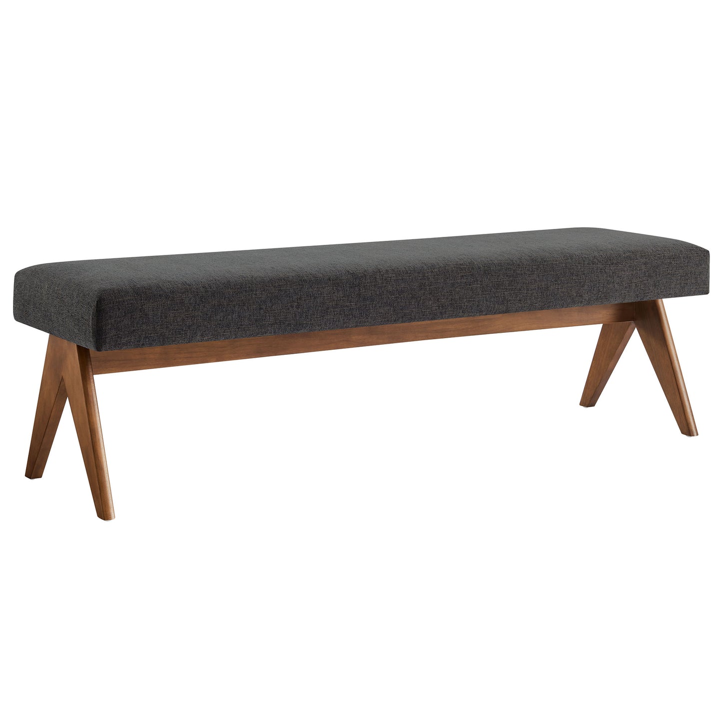 Modway - Lyra 63" Fabric Upholstered Bench by Modway  Living Room Benches and Stools Gray - EEI-7114-HDG