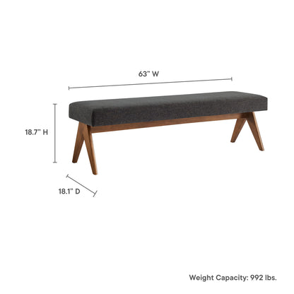 Modway - Lyra 63" Fabric Upholstered Bench by Modway  Living Room Benches and Stools Gray - EEI-7114-HDG