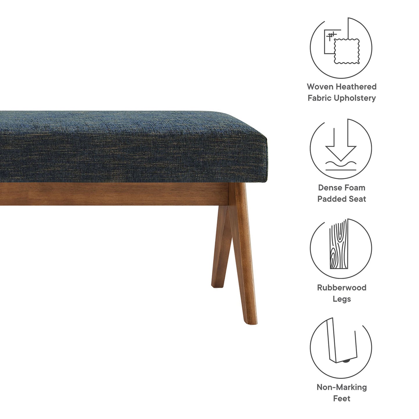 Modway - Lyra 63" Fabric Upholstered Bench by Modway  Living Room Benches and Stools Blue - EEI-7114-HEA