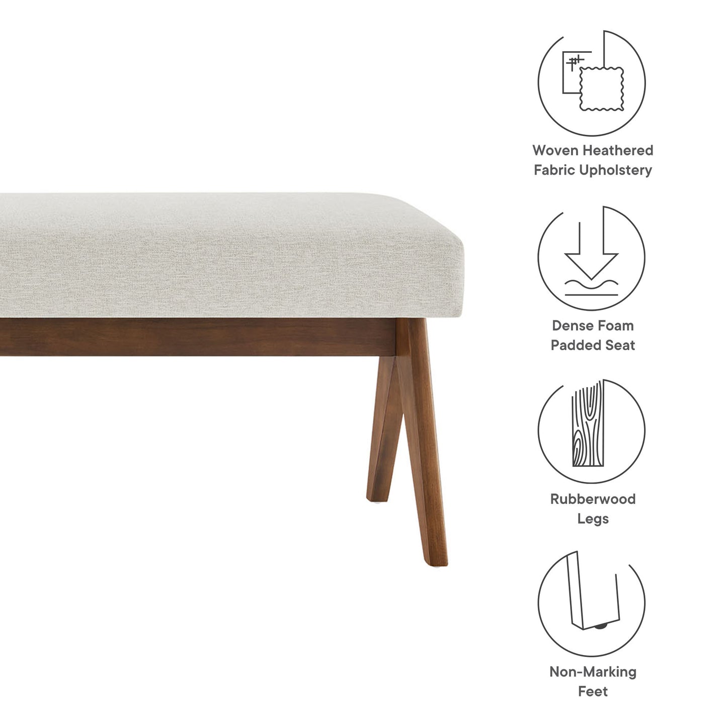 Modway - Lyra 63" Fabric Upholstered Bench by Modway  Living Room Benches and Stools Ivory - EEI-7114-HEI