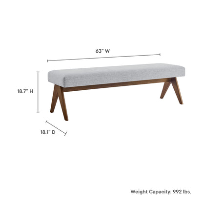Modway - Lyra 63" Fabric Upholstered Bench by Modway  Living Room Benches and Stools Gray - EEI-7114-HLG