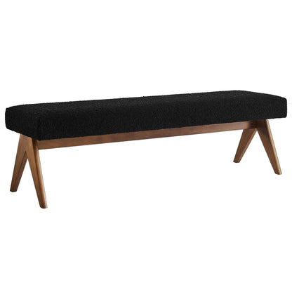 Modway - Lyra 63" Boucle Upholstered Bench by Modway  Living Room Benches and Stools Black - EEI-7115-BLK