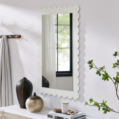 Modway - Emmeline Scalloped Rectangle Wall Mirror by Modway  Bedroom Case Goods White - EEI-7116-WHI
