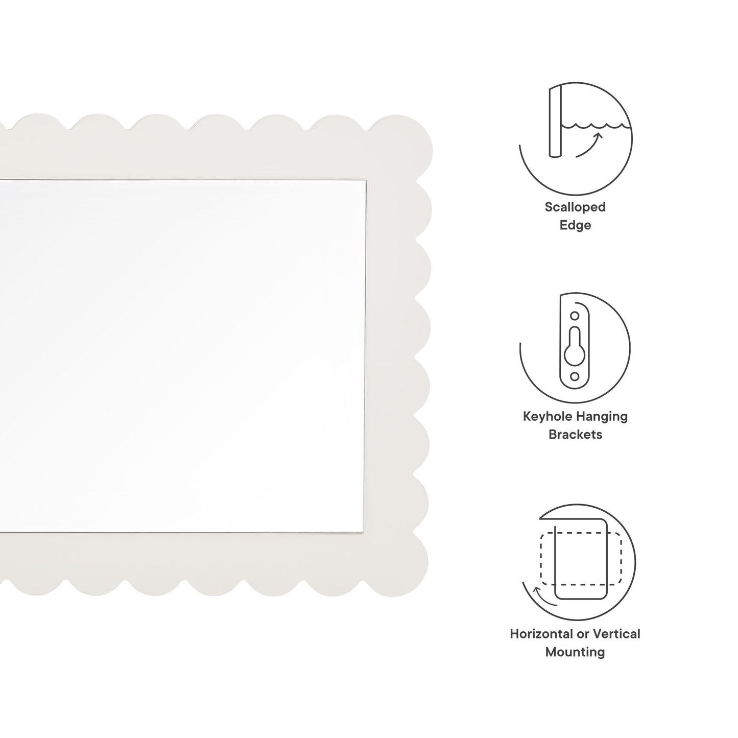 Modway - Emmeline Scalloped Rectangle Wall Mirror by Modway  Bedroom Case Goods White - EEI-7116-WHI