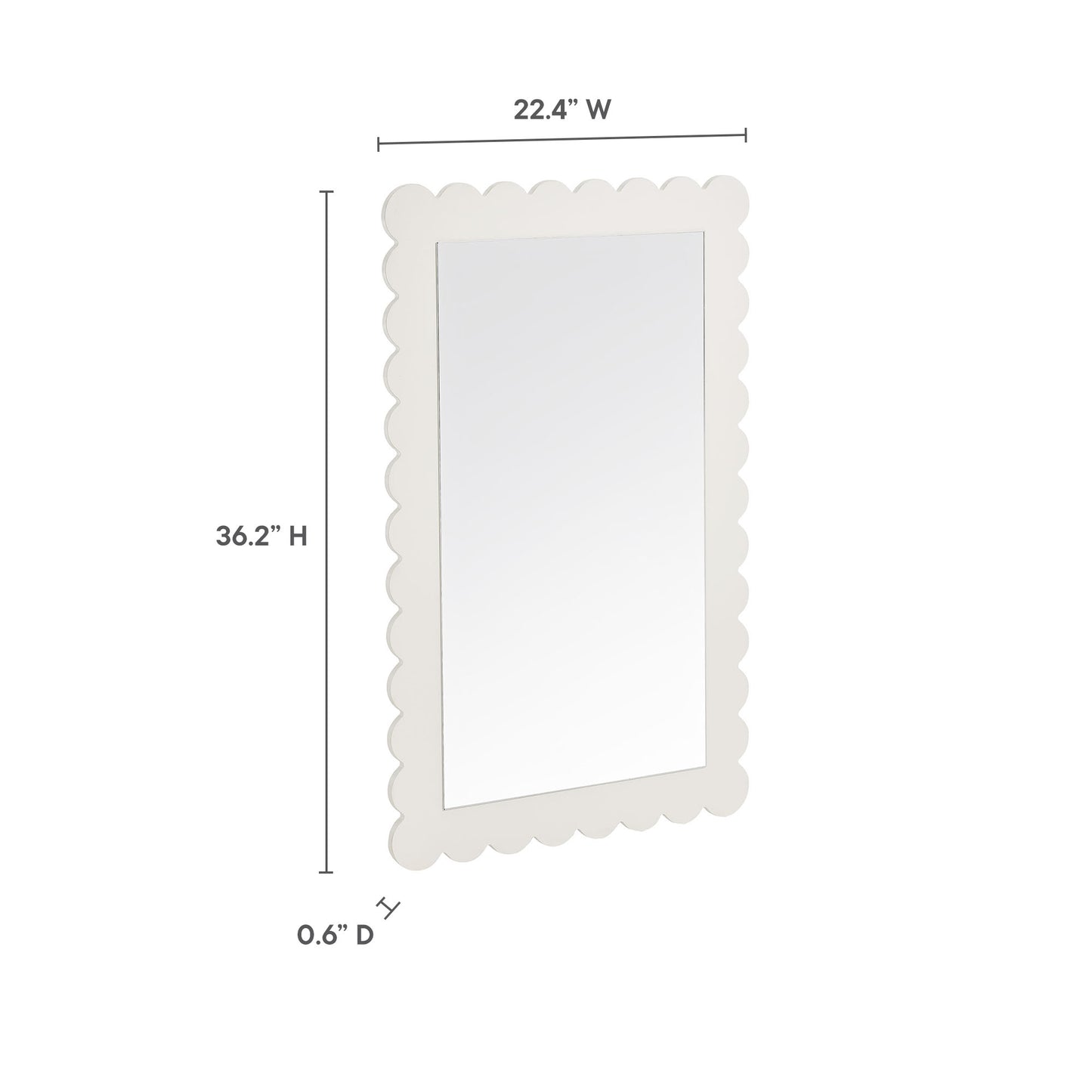 Modway - Emmeline Scalloped Rectangle Wall Mirror by Modway  Bedroom Case Goods White - EEI-7116-WHI