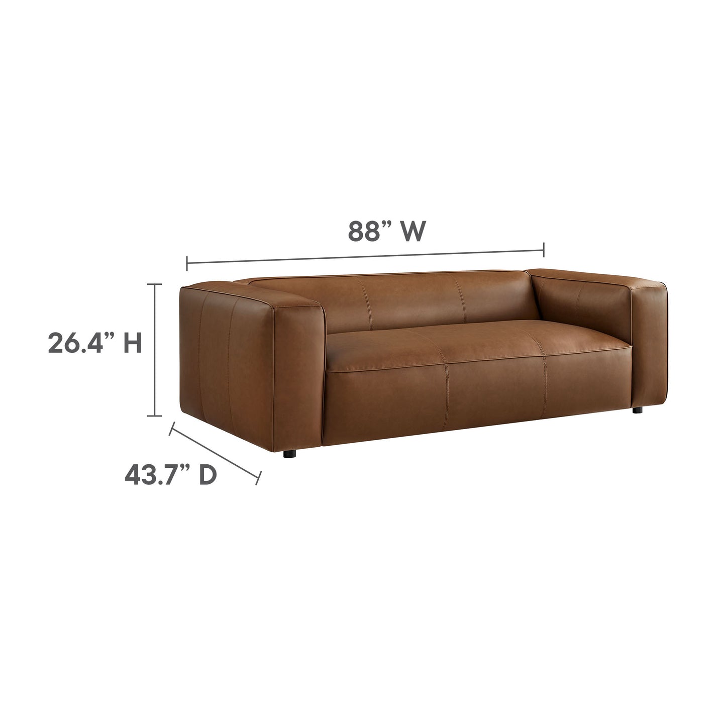 Modway - Auren Upholstered Vegan Leather Sofa by Modway  Living Room Sofas and Armchairs Brown - EEI-7119-COF