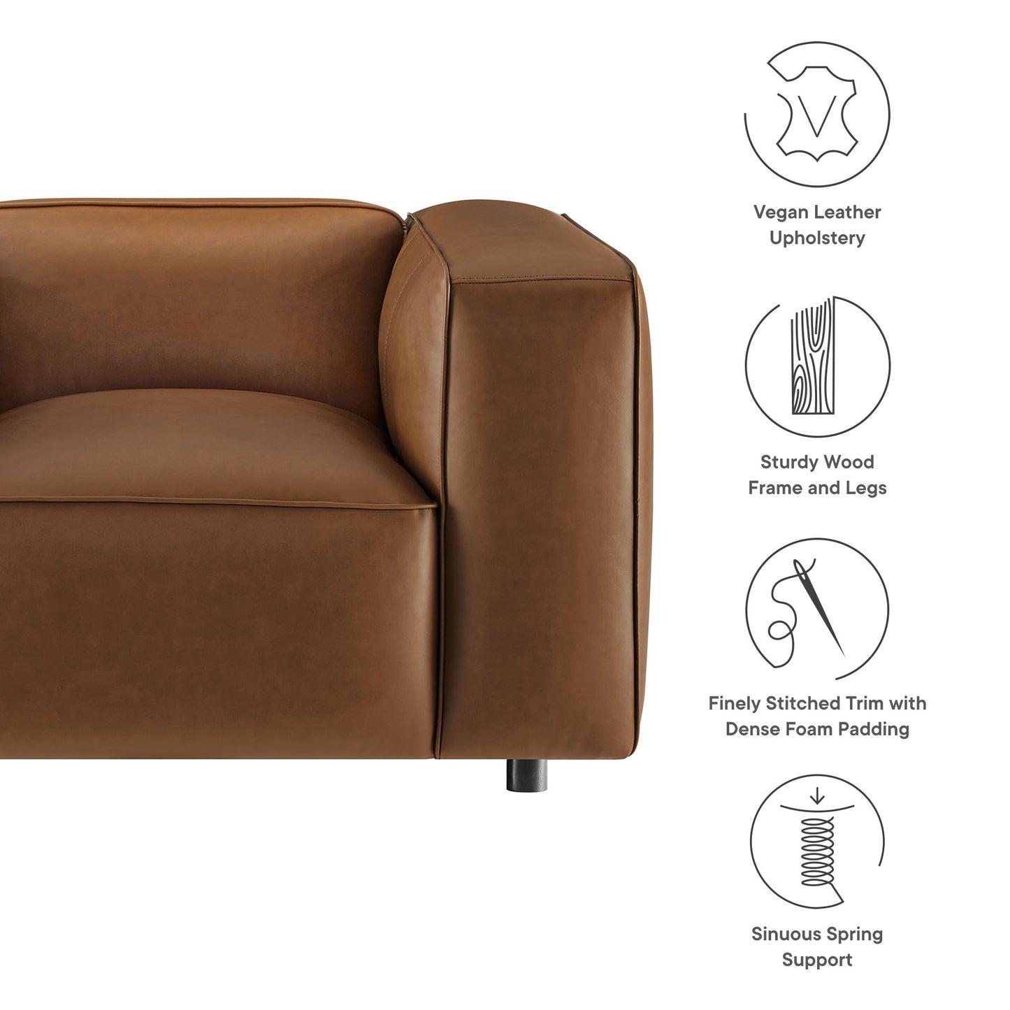 Modway - Auren Upholstered Vegan Leather Modular Armchair by Modway  Living Room Sofas and Armchairs Brown - EEI-7120-COF