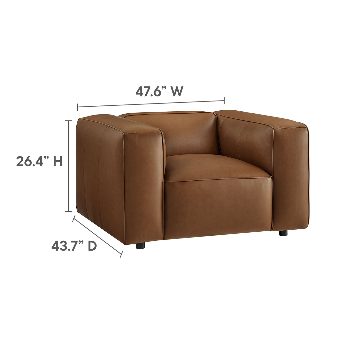 Modway - Auren Upholstered Vegan Leather Modular Armchair by Modway  Living Room Sofas and Armchairs Brown - EEI-7120-COF