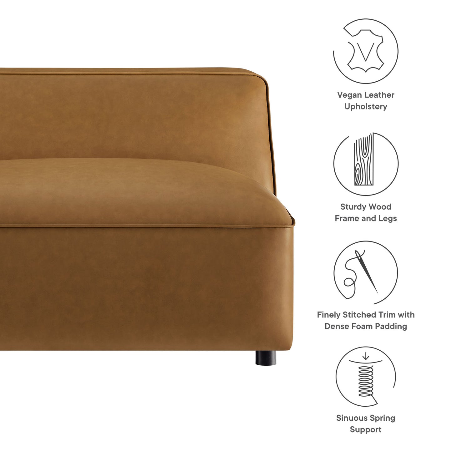 Modway - Auren Upholstered Vegan Leather Modular Armless Chair by Modway  Living Room Sofas and Armchairs Brown - EEI-7121-CAM