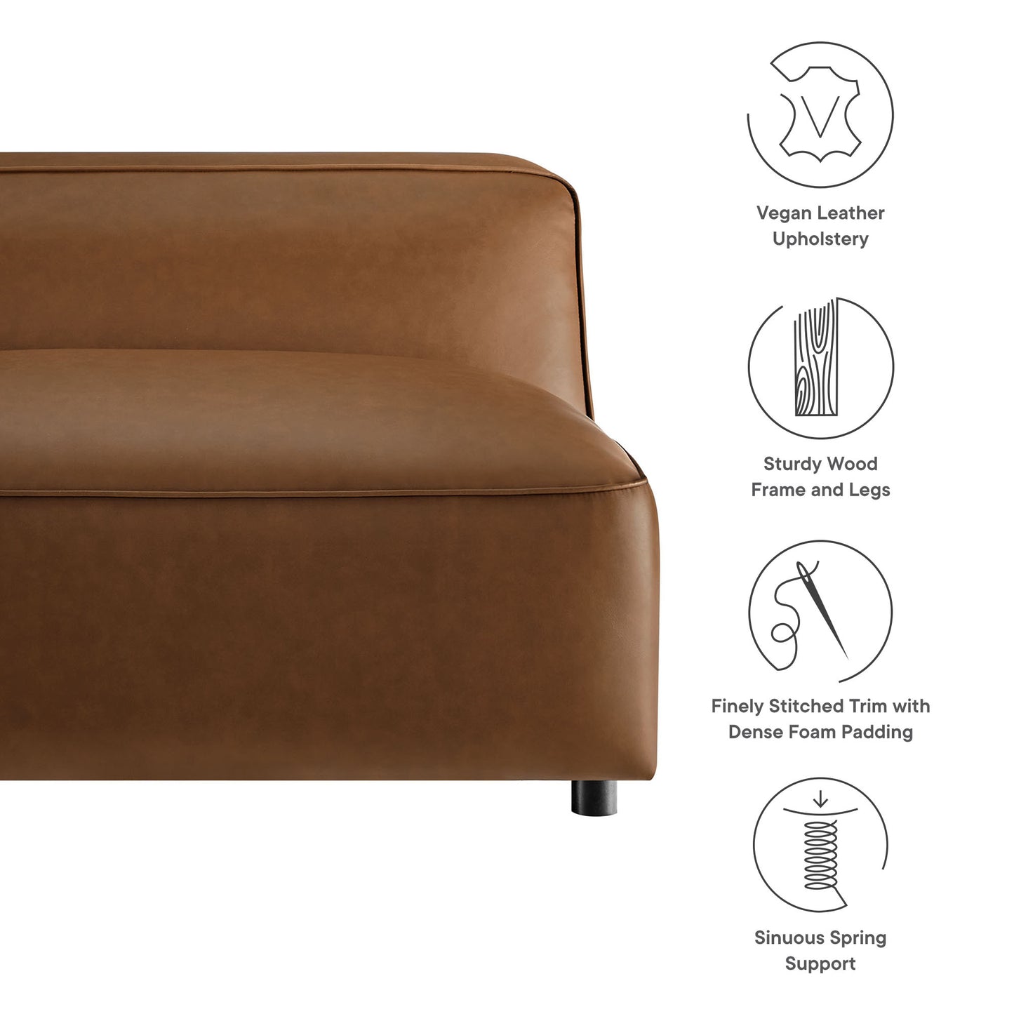 Modway - Auren Upholstered Vegan Leather Modular Armless Chair by Modway  Living Room Sofas and Armchairs Brown - EEI-7121-COF