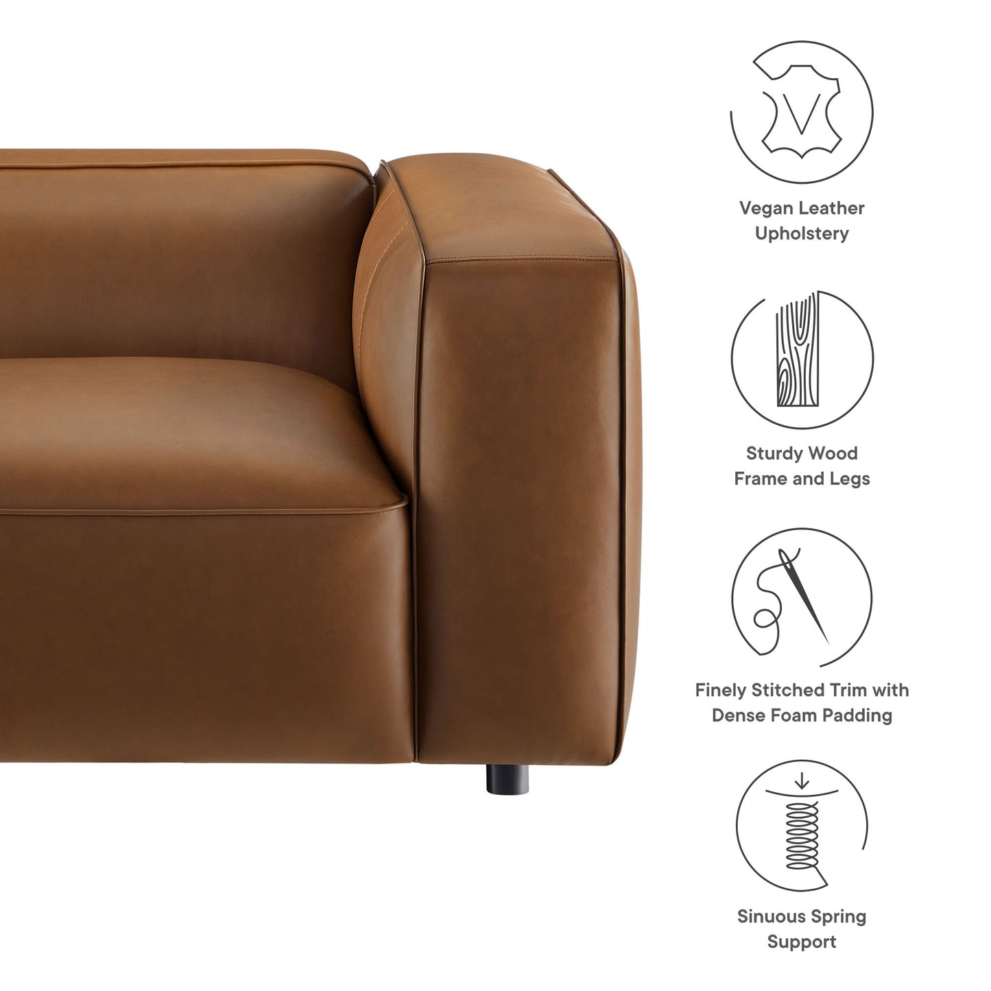 Modway - Auren Upholstered Vegan Leather Modular Right Armchair by Modway  Living Room Sofas and Armchairs Brown - EEI-7122-COF
