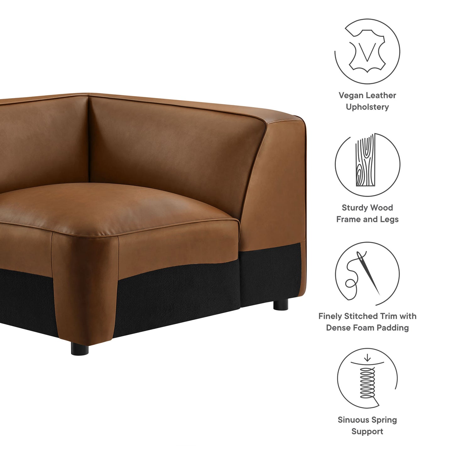 Modway - Auren Upholstered Vegan Leather Modular Corner Chair by Modway  Living Room Sofas and Armchairs Brown - EEI-7123-COF
