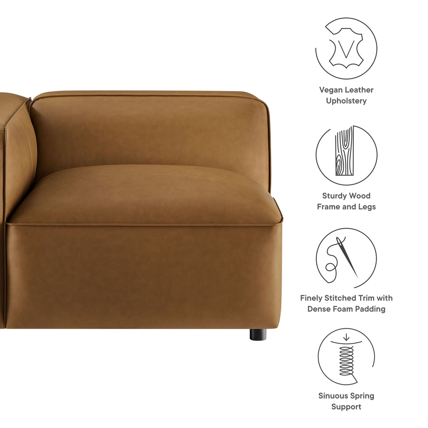 Modway - Auren Upholstered Vegan Leather Modular Left Armchair by Modway  Living Room Sofas and Armchairs Brown - EEI-7124-CAM