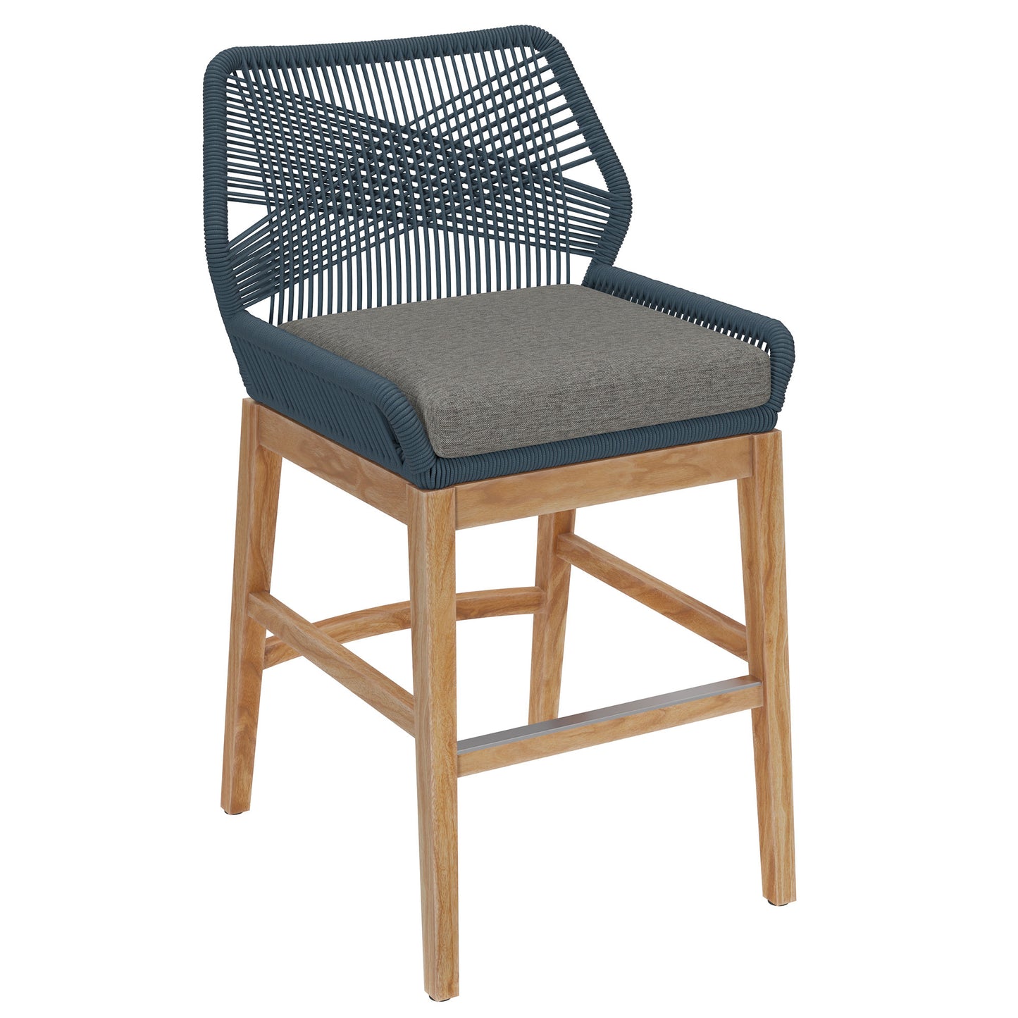Modway - Wellspring Outdoor Patio Teak and Rope Counter Stool by Modway  Outdoor Furniture Bar and Dining Blue - EEI-7126-BLU-GPH