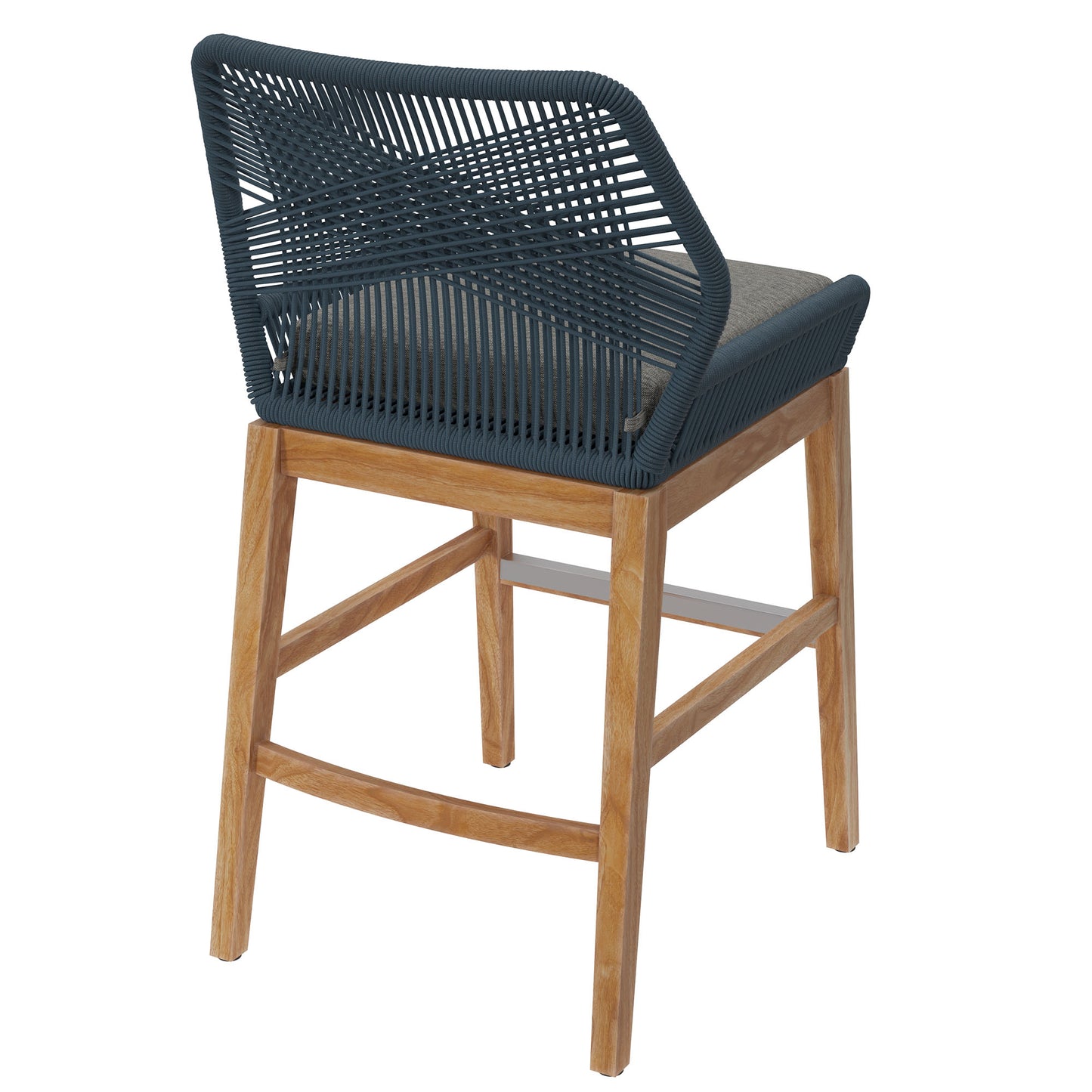 Modway - Wellspring Outdoor Patio Teak and Rope Counter Stool by Modway  Outdoor Furniture Bar and Dining Blue - EEI-7126-BLU-GPH