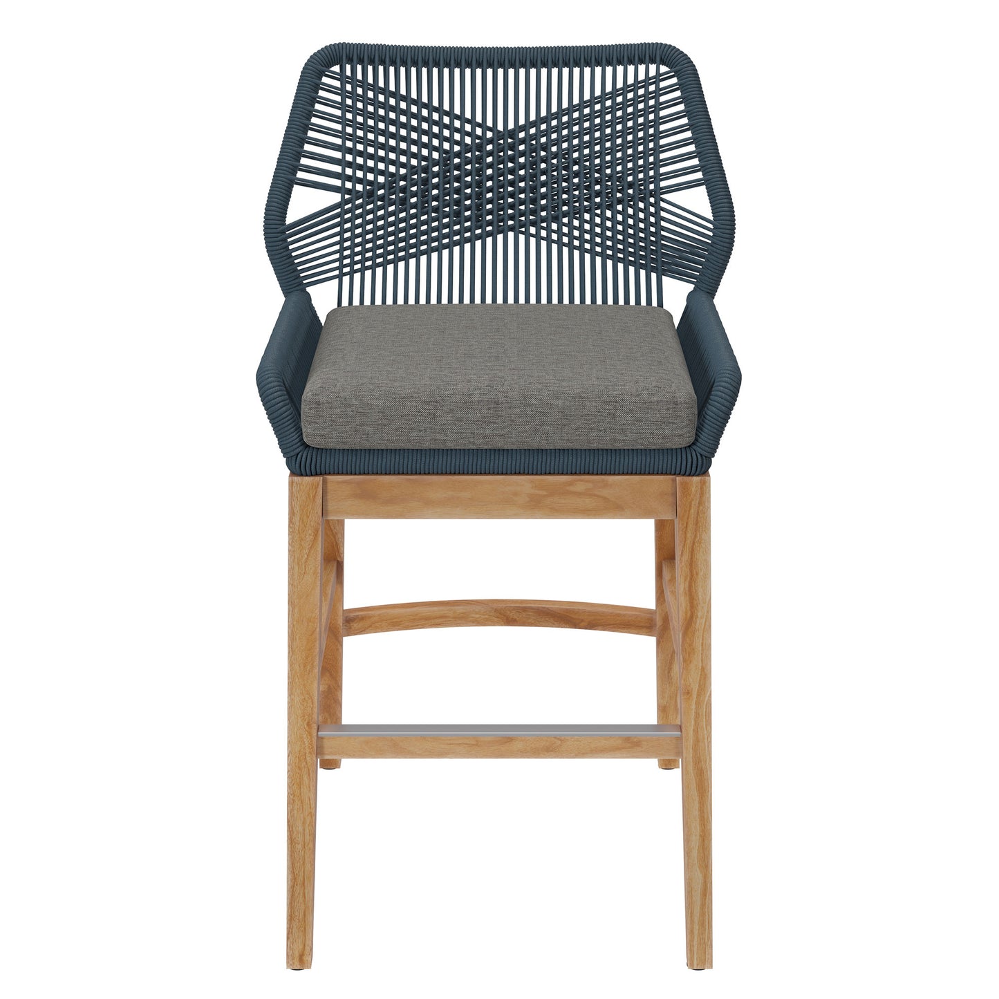 Modway - Wellspring Outdoor Patio Teak and Rope Counter Stool by Modway  Outdoor Furniture Bar and Dining Blue - EEI-7126-BLU-GPH
