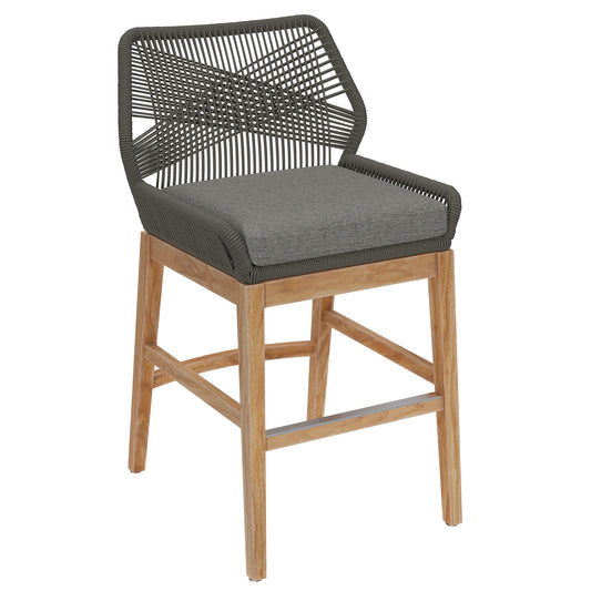 Modway - Wellspring Outdoor Patio Teak and Rope Counter Stool by Modway  Outdoor Furniture Bar and Dining Gray - EEI-7126-GRY-GPH