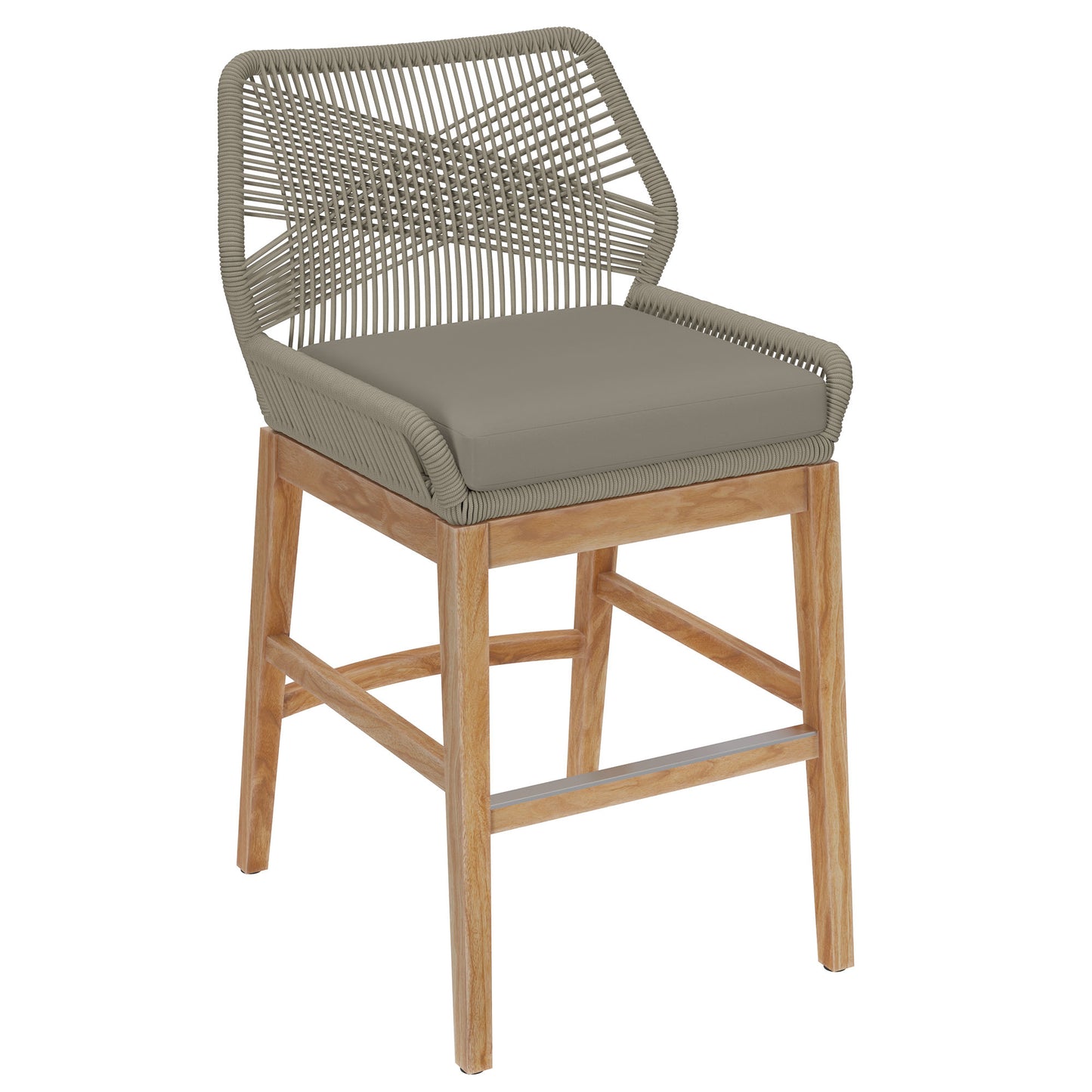 Modway - Wellspring Outdoor Patio Teak and Rope Counter Stool by Modway  Outdoor Furniture Bar and Dining Gray - EEI-7126-LGR-GRG