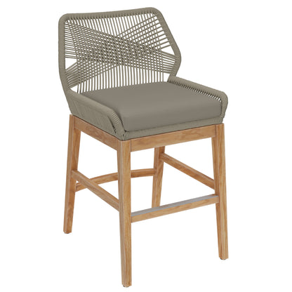 Modway - Wellspring Outdoor Patio Teak and Rope Counter Stool by Modway  Outdoor Furniture Bar and Dining Gray - EEI-7126-LGR-GRG
