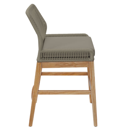 Modway - Wellspring Outdoor Patio Teak and Rope Counter Stool by Modway  Outdoor Furniture Bar and Dining Gray - EEI-7126-LGR-GRG