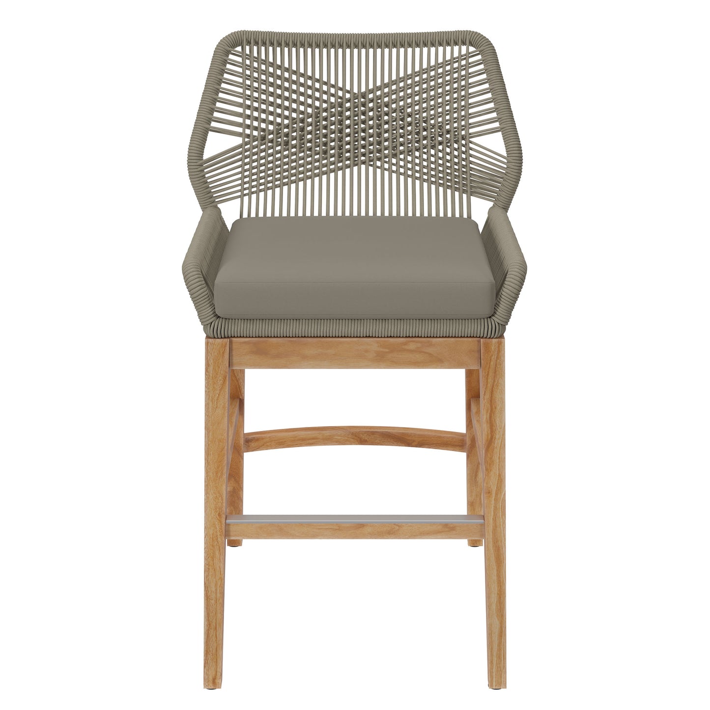 Modway - Wellspring Outdoor Patio Teak and Rope Counter Stool by Modway  Outdoor Furniture Bar and Dining Gray - EEI-7126-LGR-GRG