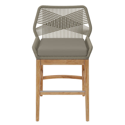 Modway - Wellspring Outdoor Patio Teak and Rope Counter Stool by Modway  Outdoor Furniture Bar and Dining Gray - EEI-7126-LGR-GRG