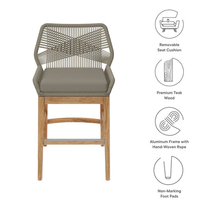 Modway - Wellspring Outdoor Patio Teak and Rope Counter Stool by Modway  Outdoor Furniture Bar and Dining Gray - EEI-7126-LGR-GRG