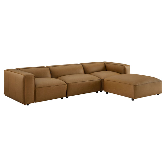 Modway - Auren 4-Piece Vegan Leather Modular Sofa Set by Modway  Living Room Sofas and Armchairs Brown - EEI-7128-CAM