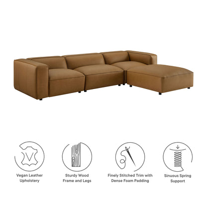 Modway - Auren 4-Piece Vegan Leather Modular Sofa Set by Modway  Living Room Sofas and Armchairs Brown - EEI-7128-CAM