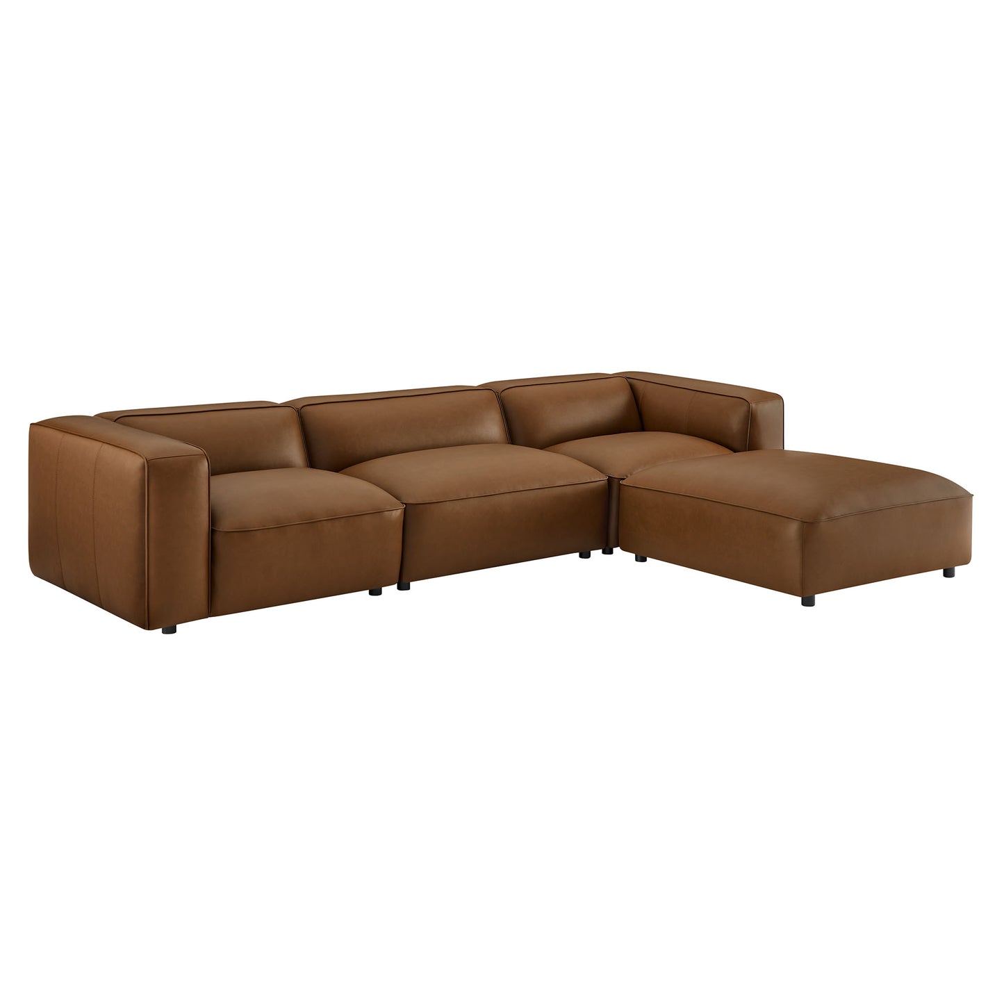 Modway - Auren 4-Piece Vegan Leather Modular Sofa Set by Modway  Living Room Sofas and Armchairs Brown - EEI-7128-COF