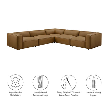 Modway - Auren 5-Piece Upholstered Vegan Leather Modular L-Shaped Sofa by Modway  Living Room Sofas and Armchairs Brown - EEI-7129-CAM
