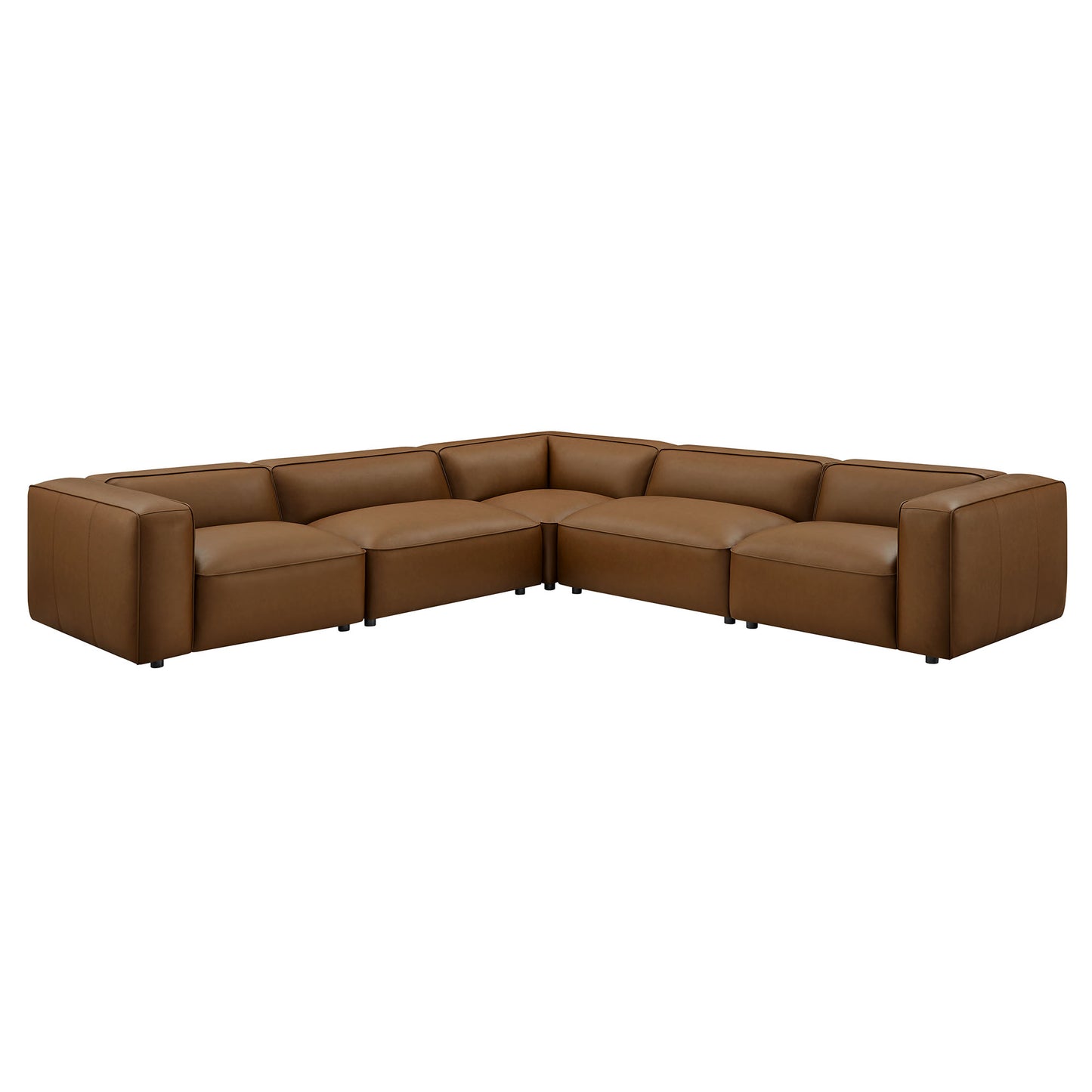 Modway - Auren 5-Piece Upholstered Vegan Leather Modular L-Shaped Sofa by Modway  Living Room Sofas and Armchairs Brown - EEI-7129-COF