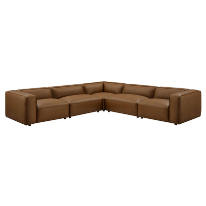 Modway - Auren 5-Piece Upholstered Vegan Leather Modular L-Shaped Sofa by Modway  Living Room Sofas and Armchairs Brown - EEI-7129-COF