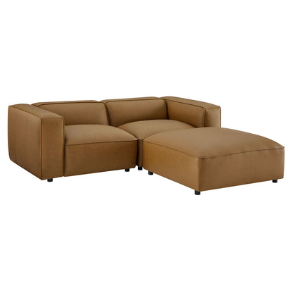 Modway - Auren 3-Piece Upholstered Vegan Leather Modular Loveseat with Ottoman by Modway  Living Room Sofas and Armchairs Brown - EEI-7130-CAM
