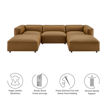 Modway - Auren 5-Piece Upholstered Vegan Leather Modular U-Shaped Sofa by Modway  Living Room Sofas and Armchairs Brown - EEI-7131-CAM