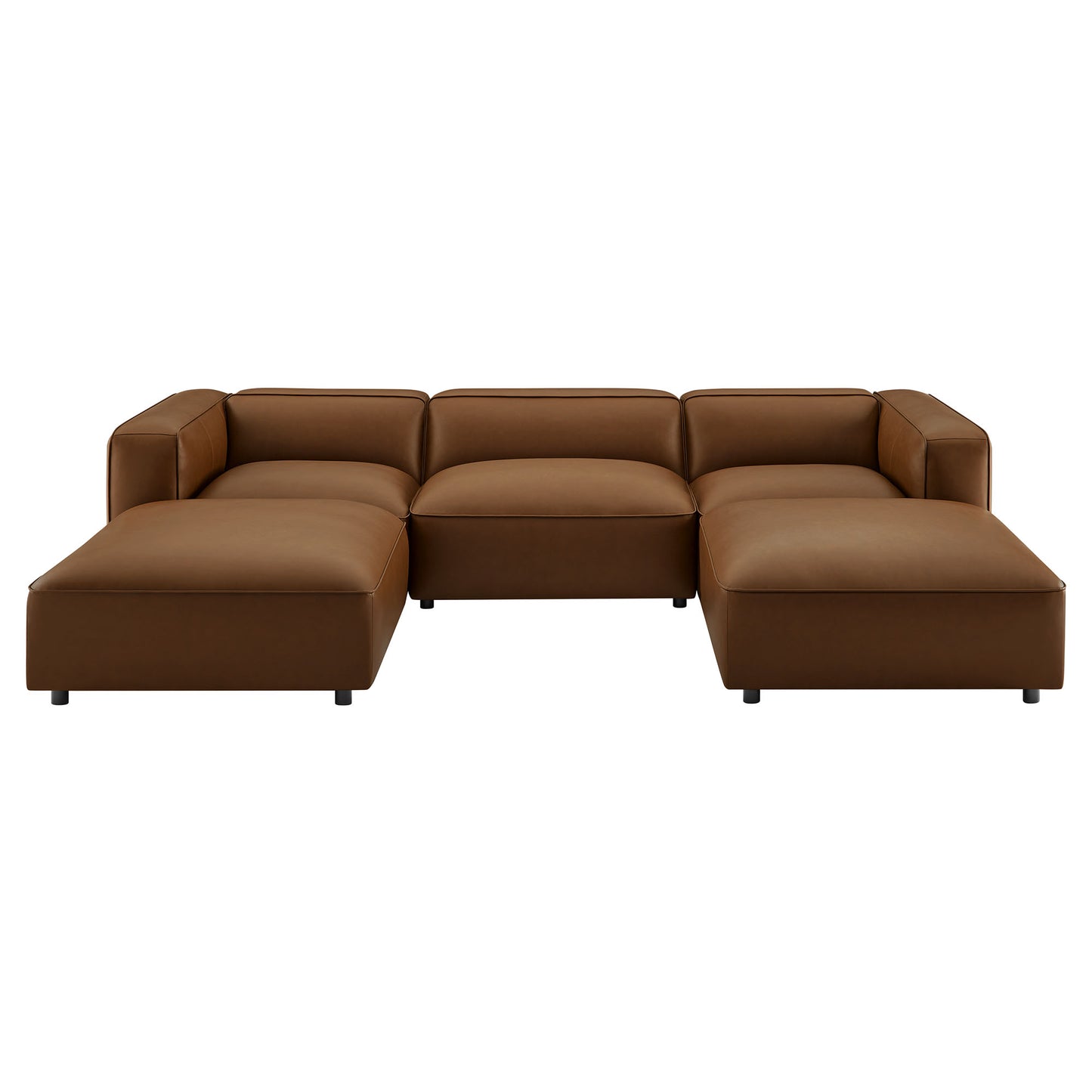 Modway - Auren 5-Piece Upholstered Vegan Leather Modular U-Shaped Sofa by Modway  Living Room Sofas and Armchairs Brown - EEI-7131-COF