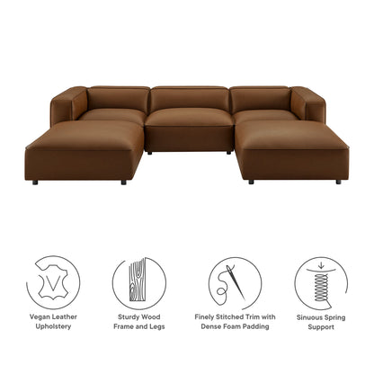 Modway - Auren 5-Piece Upholstered Vegan Leather Modular U-Shaped Sofa by Modway  Living Room Sofas and Armchairs Brown - EEI-7131-COF