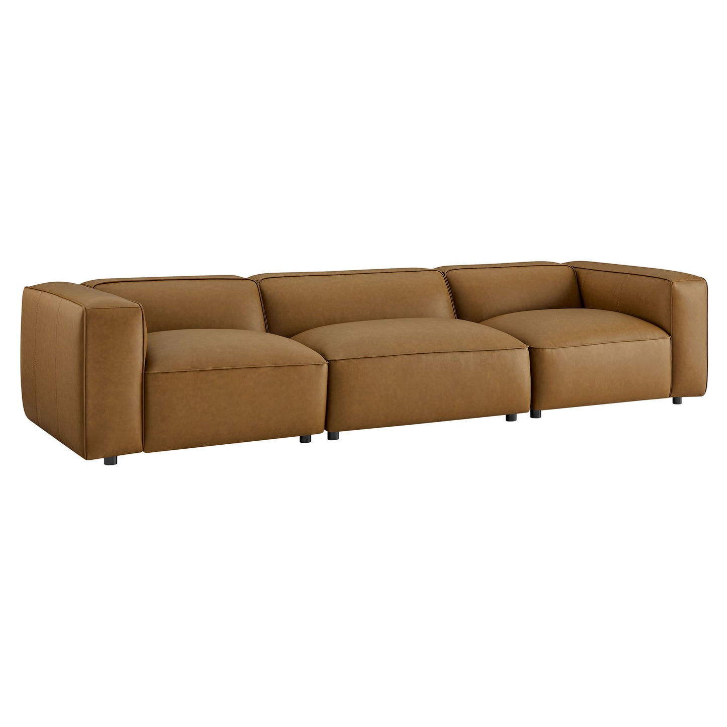 Modway - Auren 3-Piece Upholstered Vegan Leather Modular Sofa by Modway  Living Room Sofas and Armchairs Brown - EEI-7132-CAM