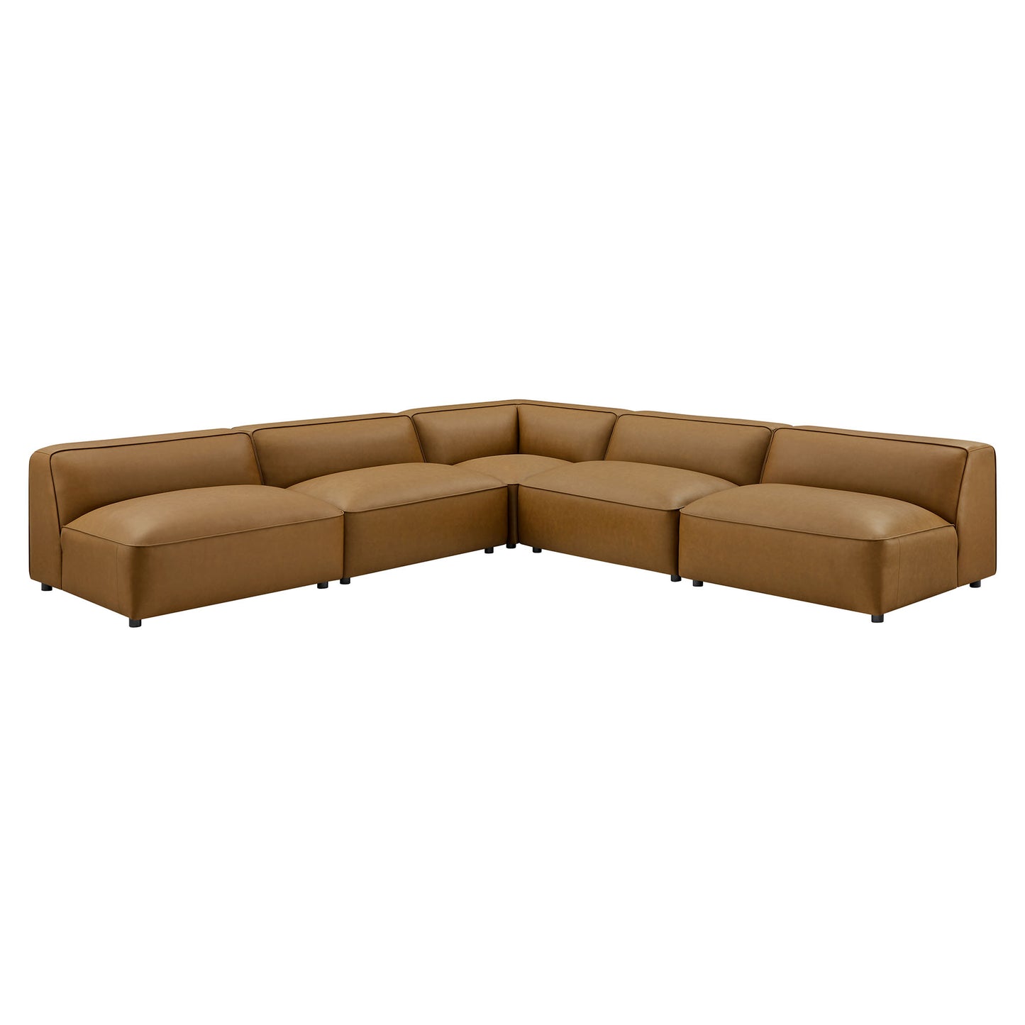Modway - Auren 5-Piece Upholstered Armless L-Shaped Vegan Leather Modular Sofa by Modway  Living Room Sofas and Armchairs Brown - EEI-7133-CAM