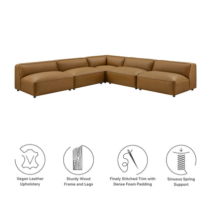 Modway - Auren 5-Piece Upholstered Armless L-Shaped Vegan Leather Modular Sofa by Modway  Living Room Sofas and Armchairs Brown - EEI-7133-CAM