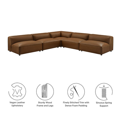 Modway - Auren 5-Piece Upholstered Armless L-Shaped Vegan Leather Modular Sofa by Modway  Living Room Sofas and Armchairs Brown - EEI-7133-COF