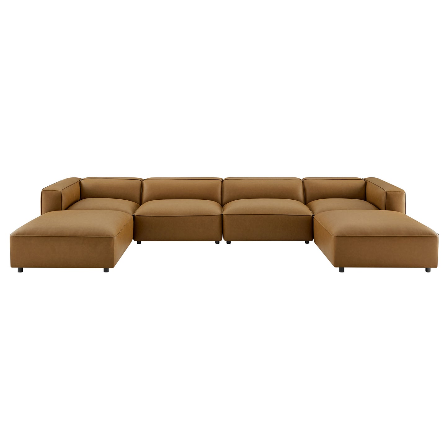 Modway - Auren 6-Piece Upholstered Vegan Leather Modular Sofa by Modway  Living Room Sofas and Armchairs Brown - EEI-7134-CAM