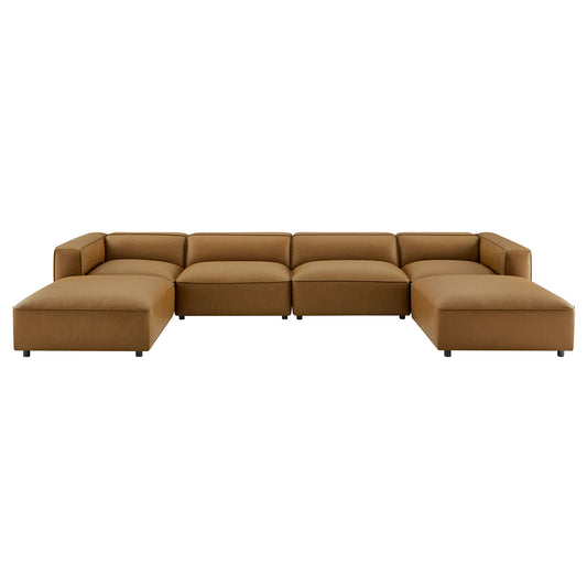 Modway - Auren 6-Piece Upholstered Vegan Leather Modular Sofa by Modway  Living Room Sofas and Armchairs Brown - EEI-7134-CAM