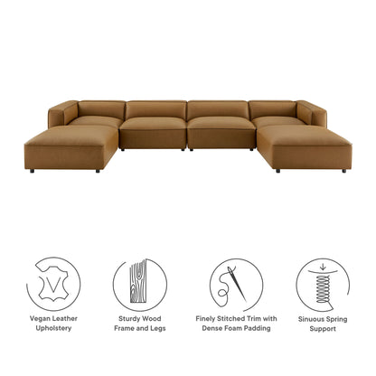 Modway - Auren 6-Piece Upholstered Vegan Leather Modular Sofa by Modway  Living Room Sofas and Armchairs Brown - EEI-7134-CAM